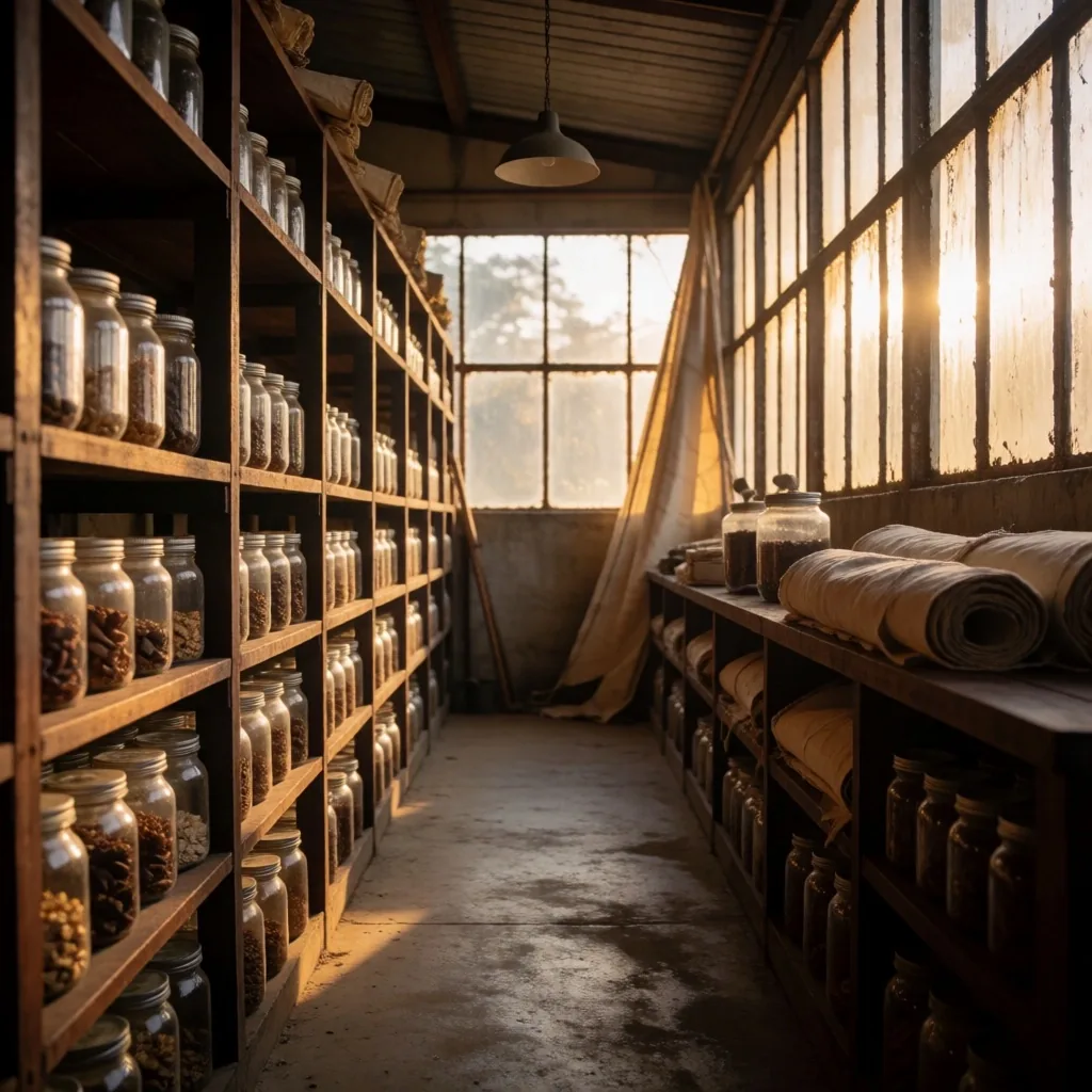 Late afternoon light in an industrial sail loft warehouse
